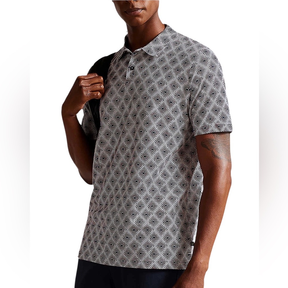 TED BAKER LONDON DORES Pullover Navy Blue Red White Short Sleeve Polo Shirt